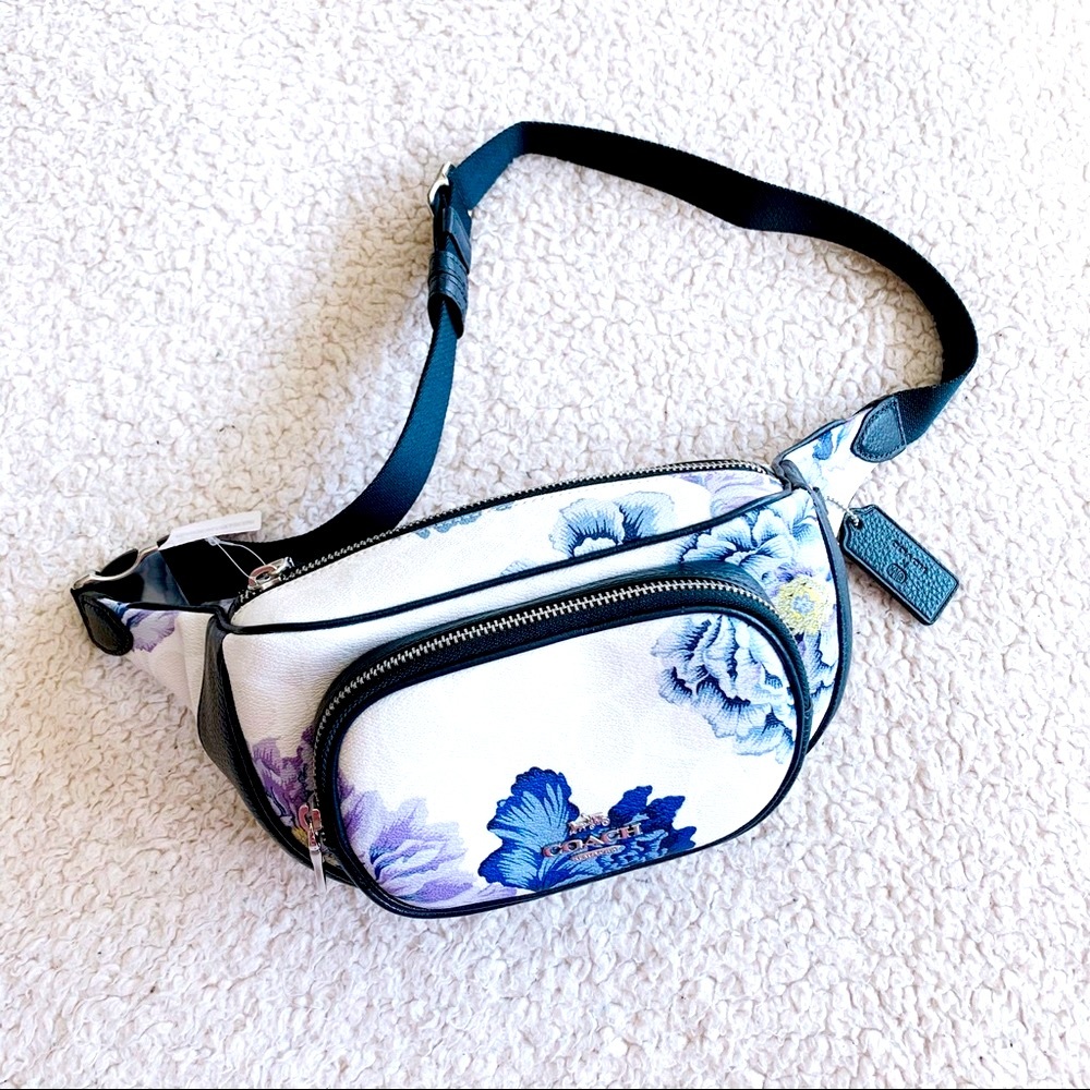 NWT Coach Signature & Leather Flora Print Belt Bag